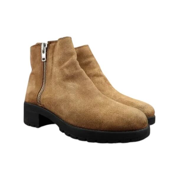 Urban Outfitters Shoes Womens 9 Bootie Fashion Leather Double Zip Moto Lifestyle - Picture 1 of 16
